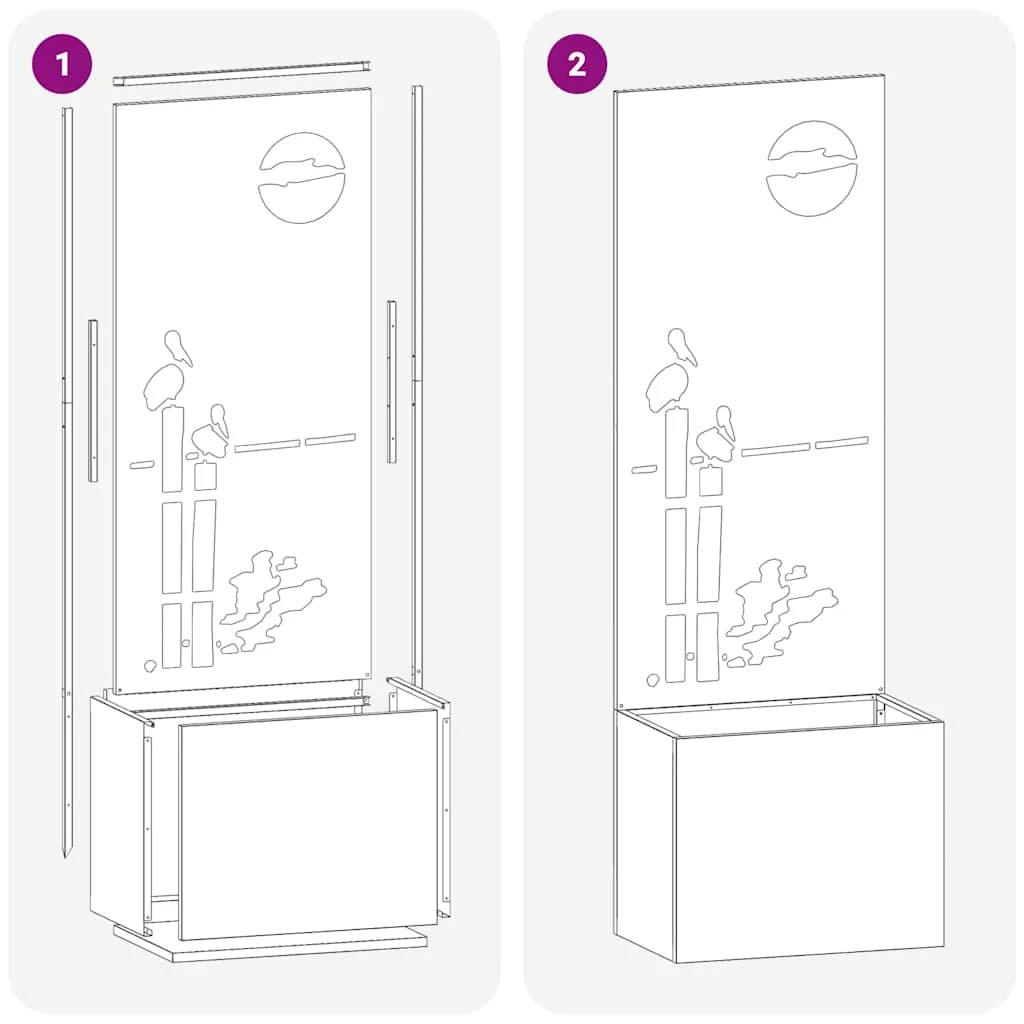 Kerti Cserepes Növény Tartó Dekoratív Panellel Ezüst