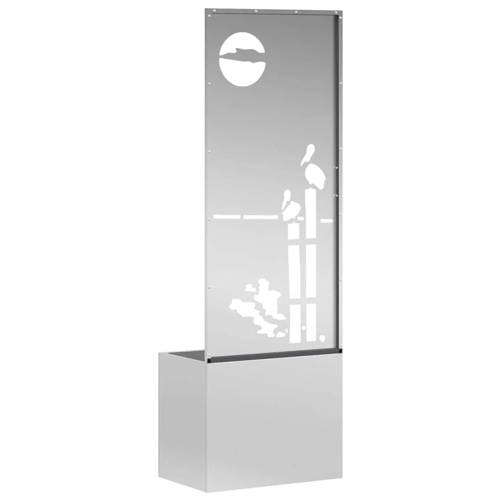 Kerti Cserepes Növény Tartó Dekoratív Panellel Ezüst