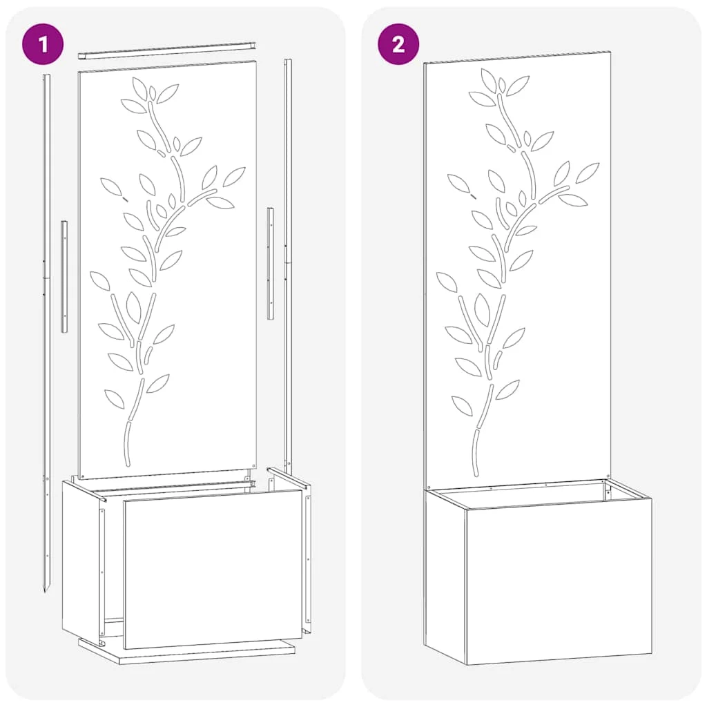 Kerti Cserepes Növény Tartó Dekoratív Panellel Rozsdás