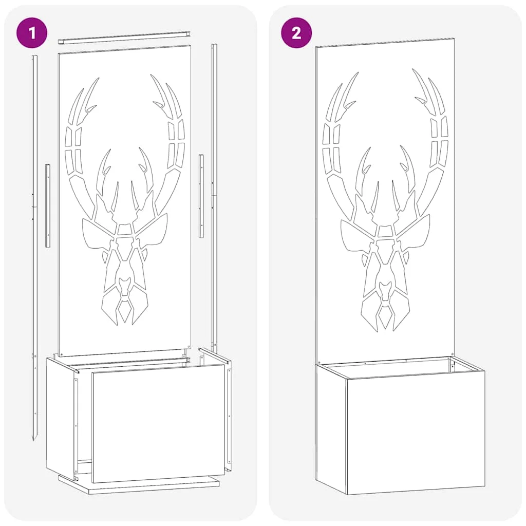 Kerti Cserepes Növény Tartó Dekoratív Panellel Fekete