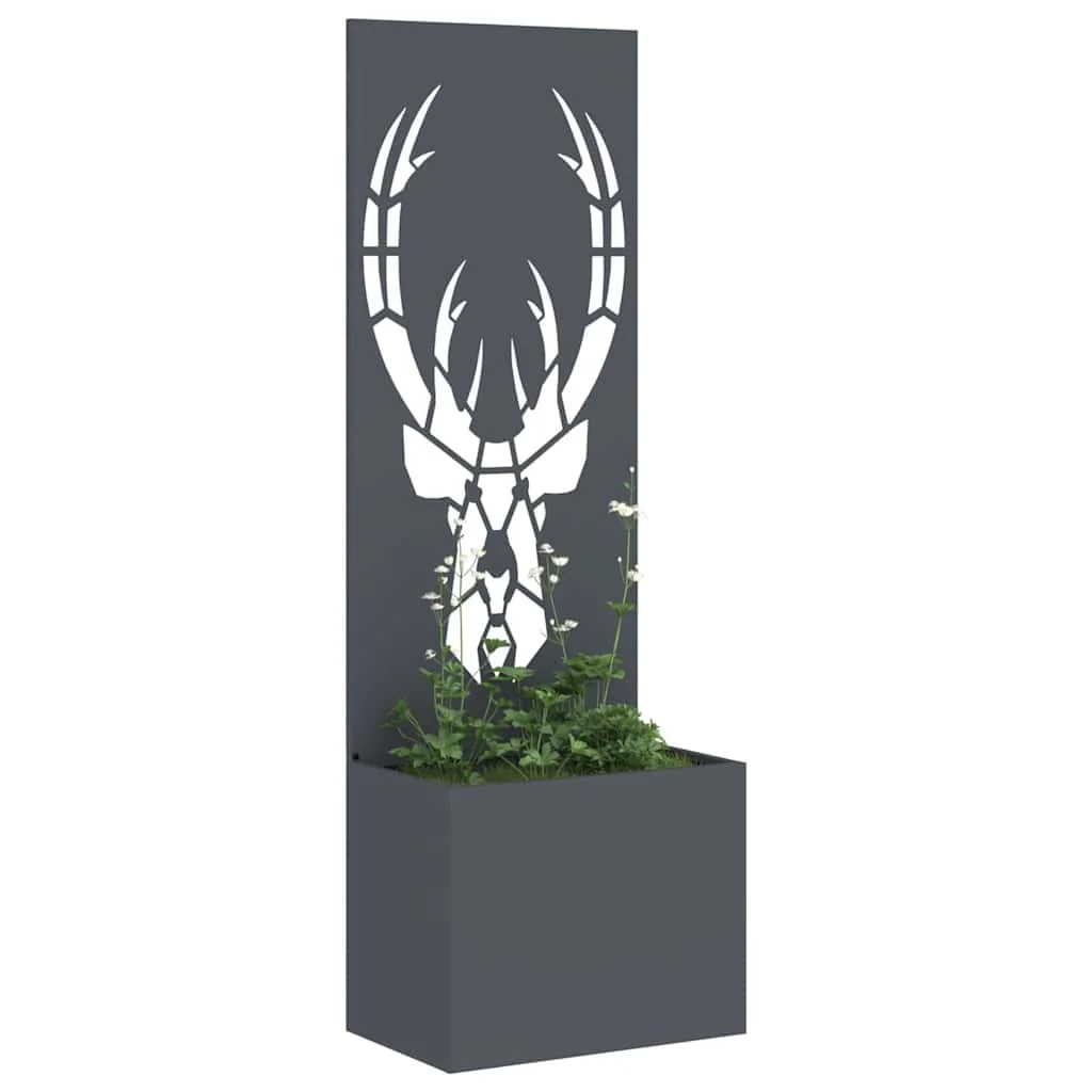 Kerti Cserepes Növény Tartó Dekoratív Panellel Antracit