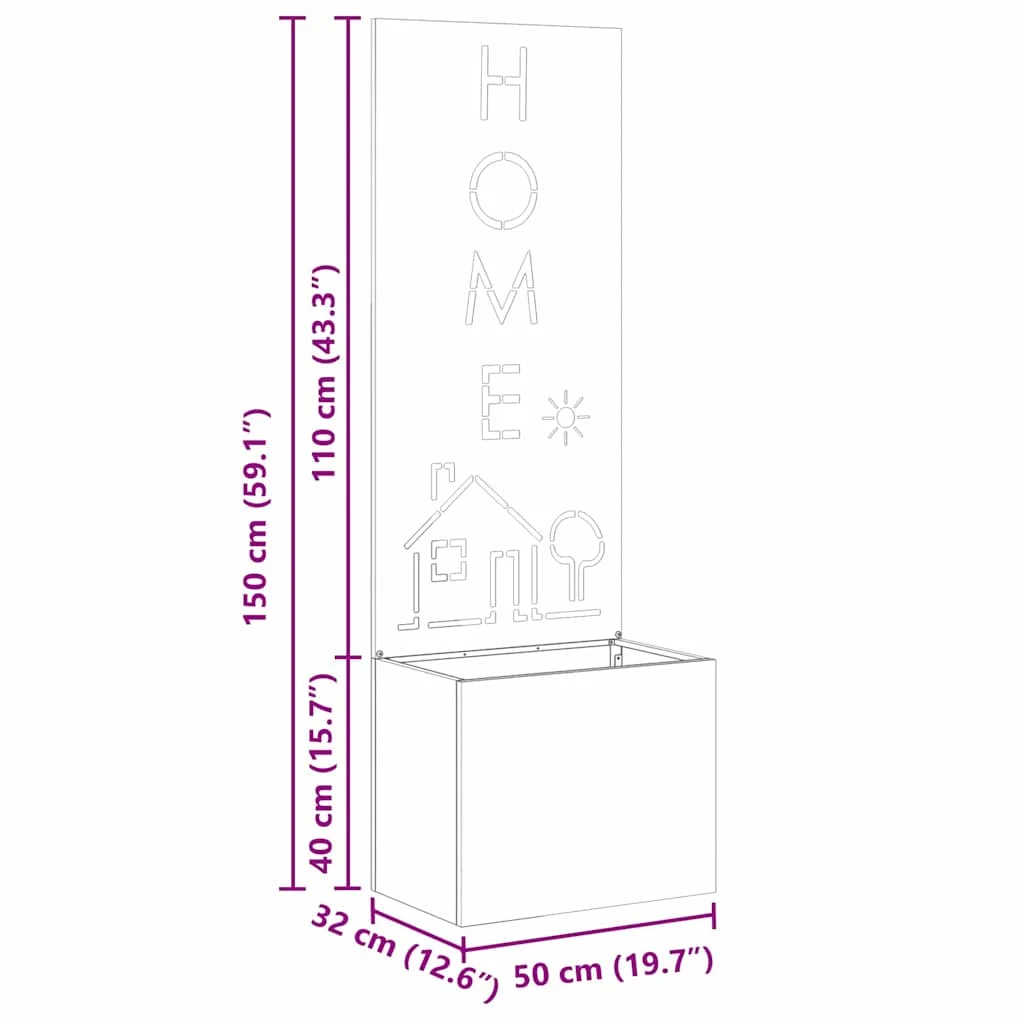 Kerti Cserepes Növény Tartó Dekoratív Panellel Antracit