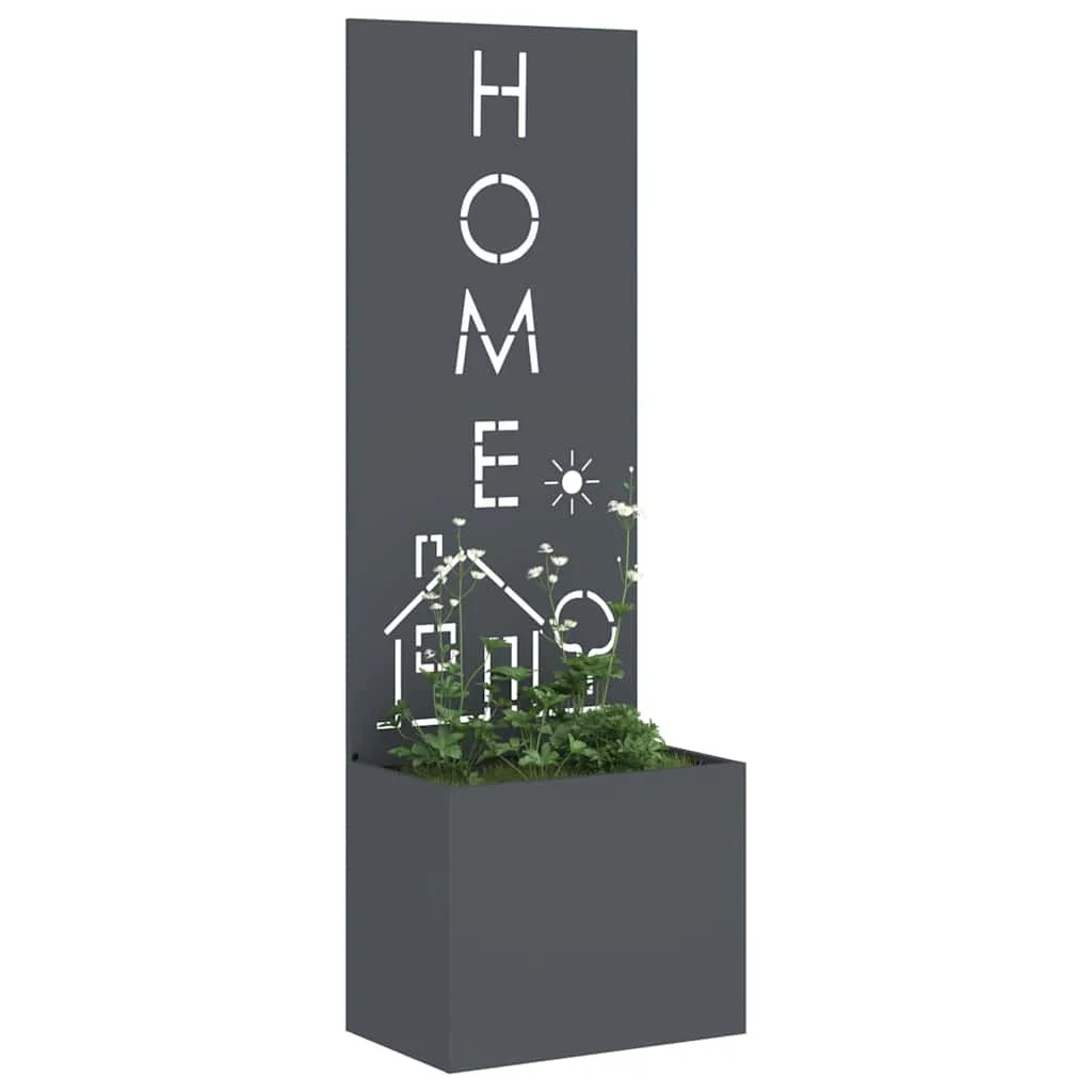 Kerti Cserepes Növény Tartó Dekoratív Panellel Antracit