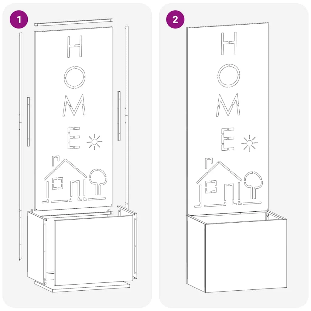 Kerti Cserepes Növény Tartó Dekoratív Panellel Antracit