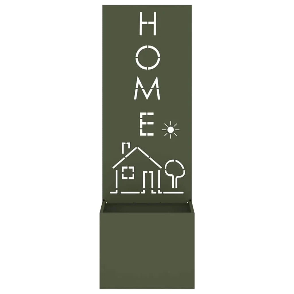 Kerti Cserepes Növény Tartó Dekoratív Panellel Oliva zöld