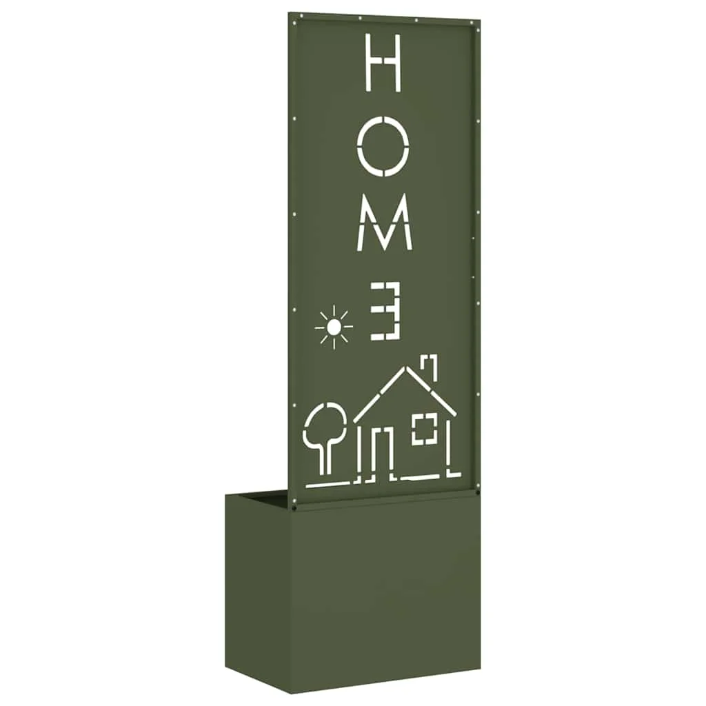 Kerti Cserepes Növény Tartó Dekoratív Panellel Oliva zöld