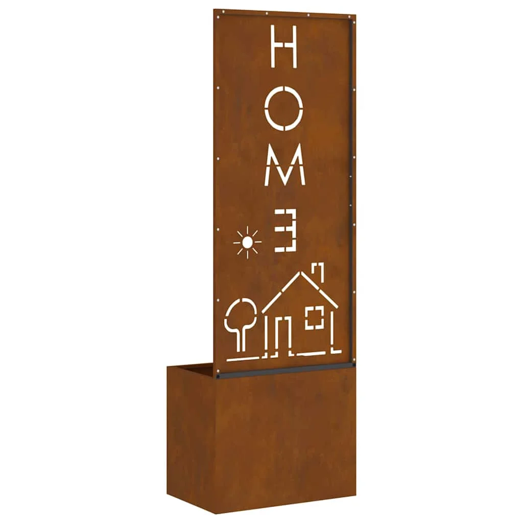 Kerti Cserepes Növény Tartó Dekoratív Panellel Rozsdás