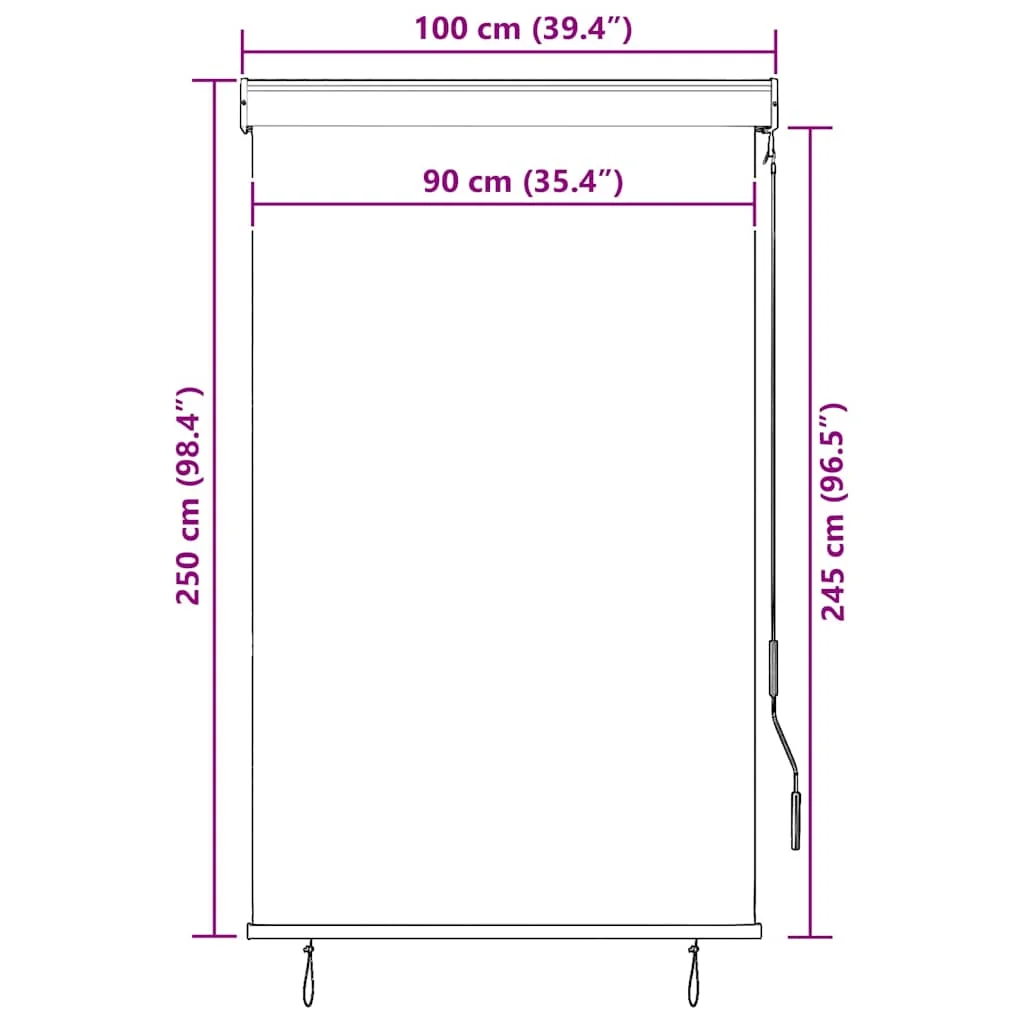 Kék és fehér kültéri roló 100 x 250 cm