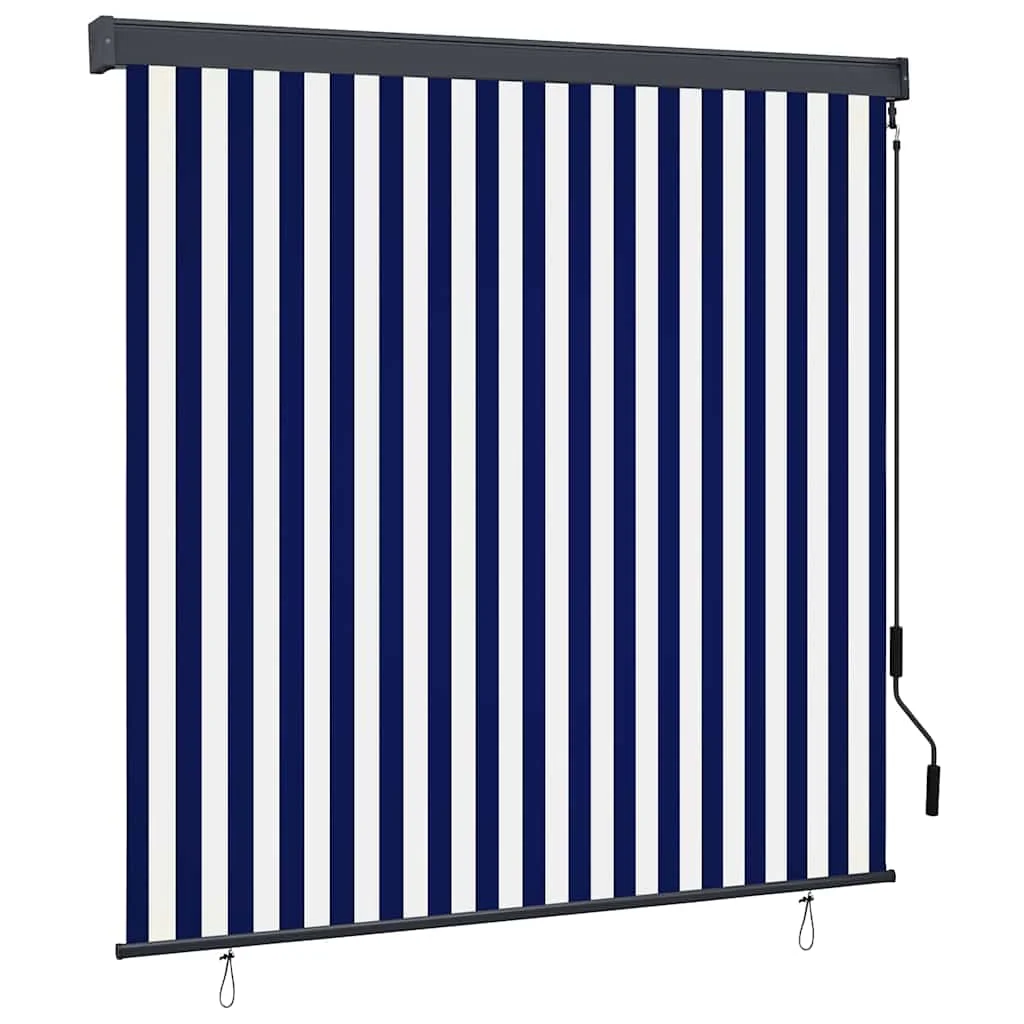 Roletta Csíkos Kék és Fehér 180 x 250 cm Szövet és Alumínium