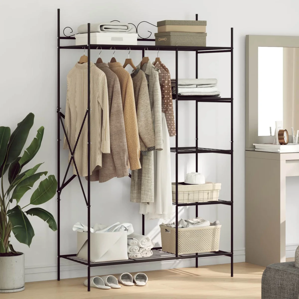 Nyitott Szekrény polcokkal Fekete 104,5 x 45 x 172 cm Acél