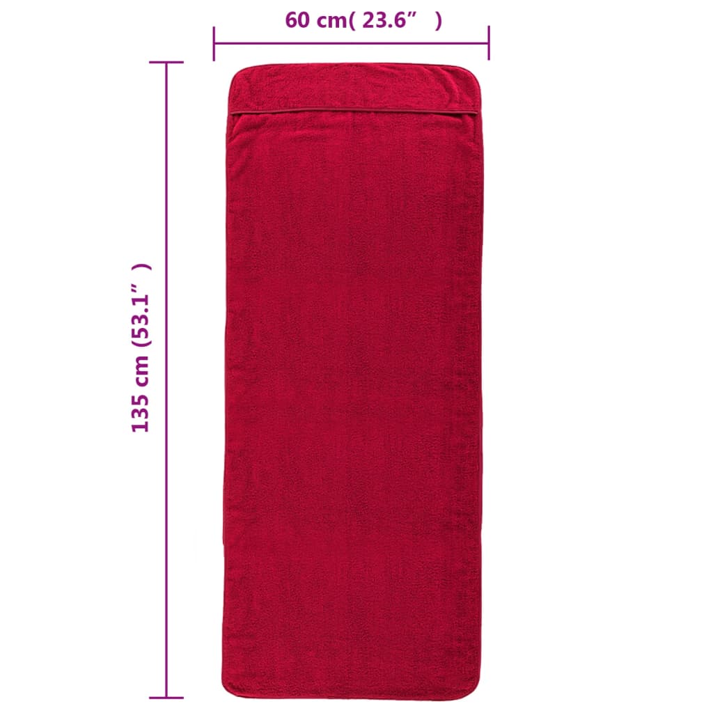 4 db burgundi vörös 400 GSM szövet strandtörölköző 60 x 135 cm