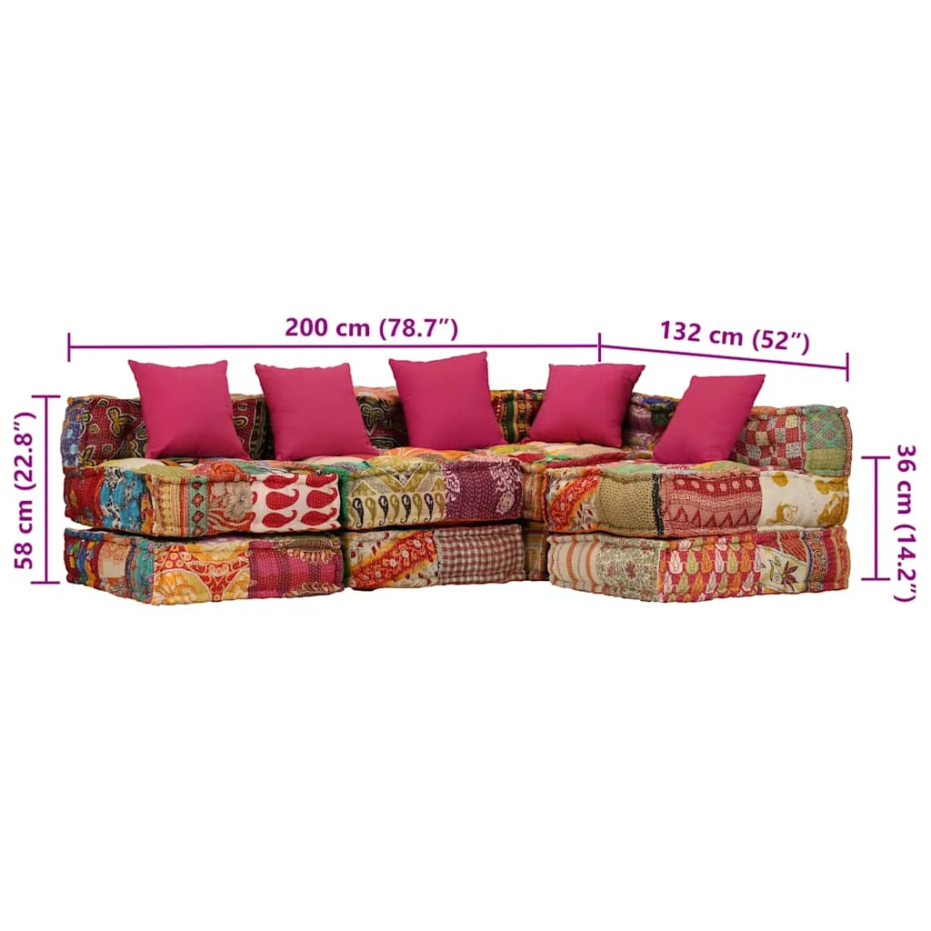 4 személyes elemes foltvarrott szövetpuff