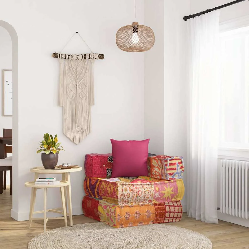 Elemes foltvarrott szövet puff párnával