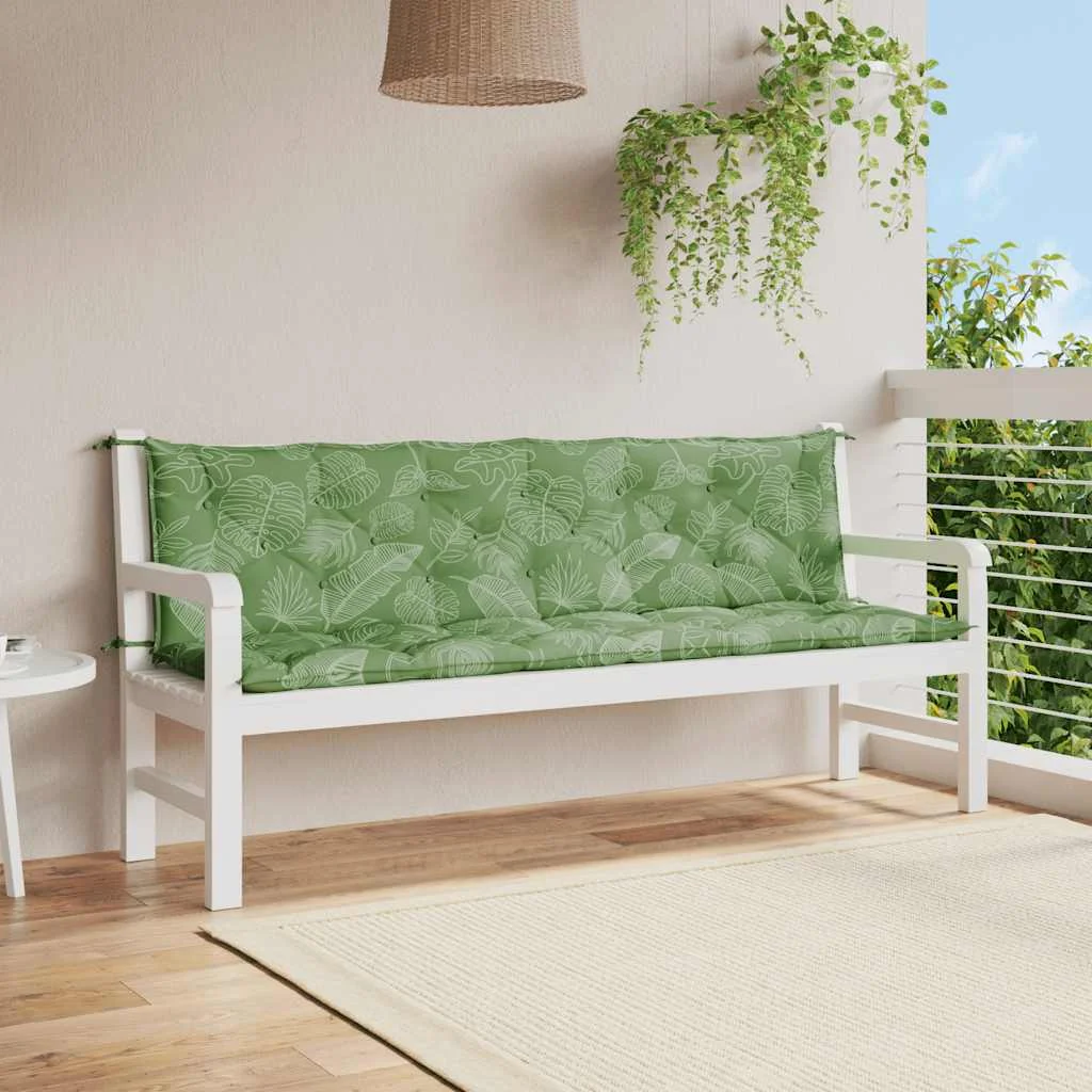 2 db levélmintás szövet kerti padpárna 200 x 50 x 7 cm