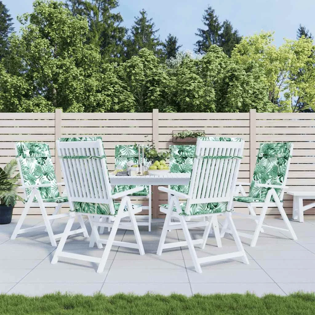 6 db levélmintás oxford szövet magas háttámlájú székpárna