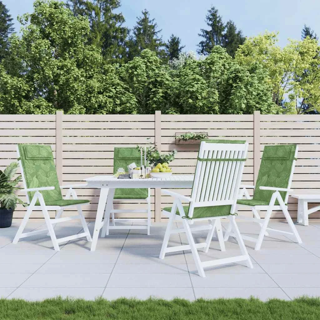 4 db levélmintás oxford szövet magas háttámlájú székpárna