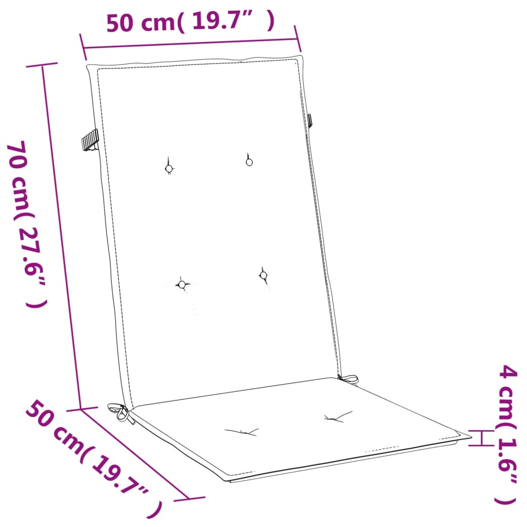 6 db antracit szövet magas háttámlájú székpárna 120x50x4 cm