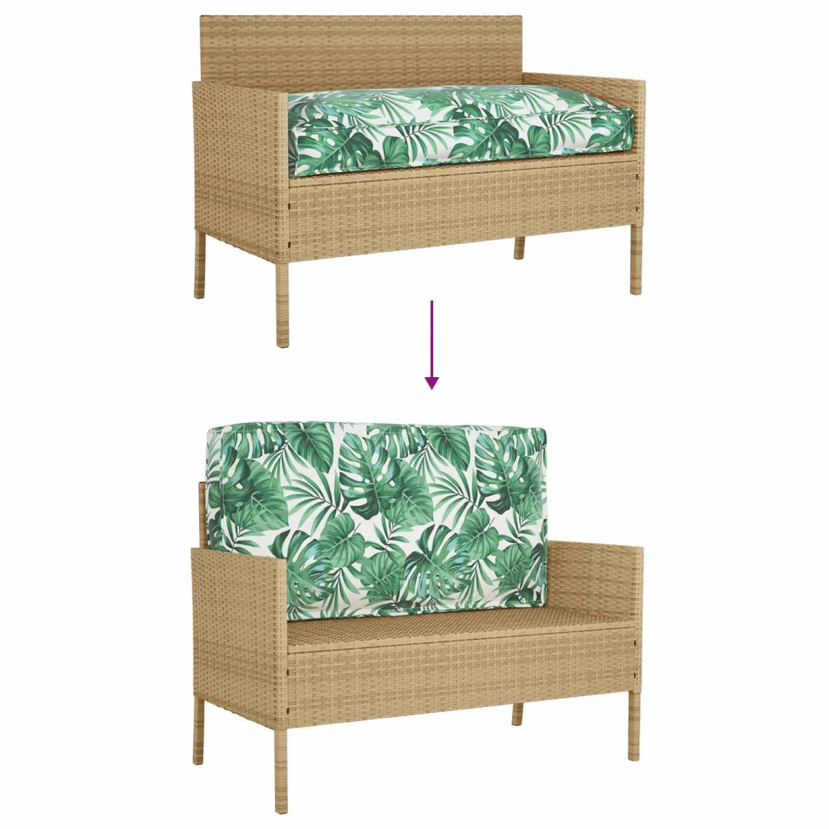 Párna Levél Levél mintázat 120 x 60 x 12 cm Oxford Szövet