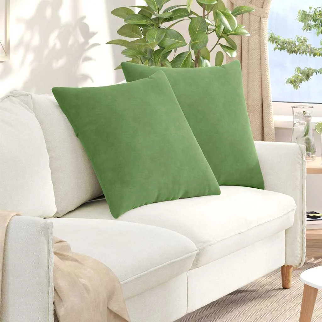 Kanapé párnák 2 pcs Világos zöld 80 x 80 cm Bársonyos szövet