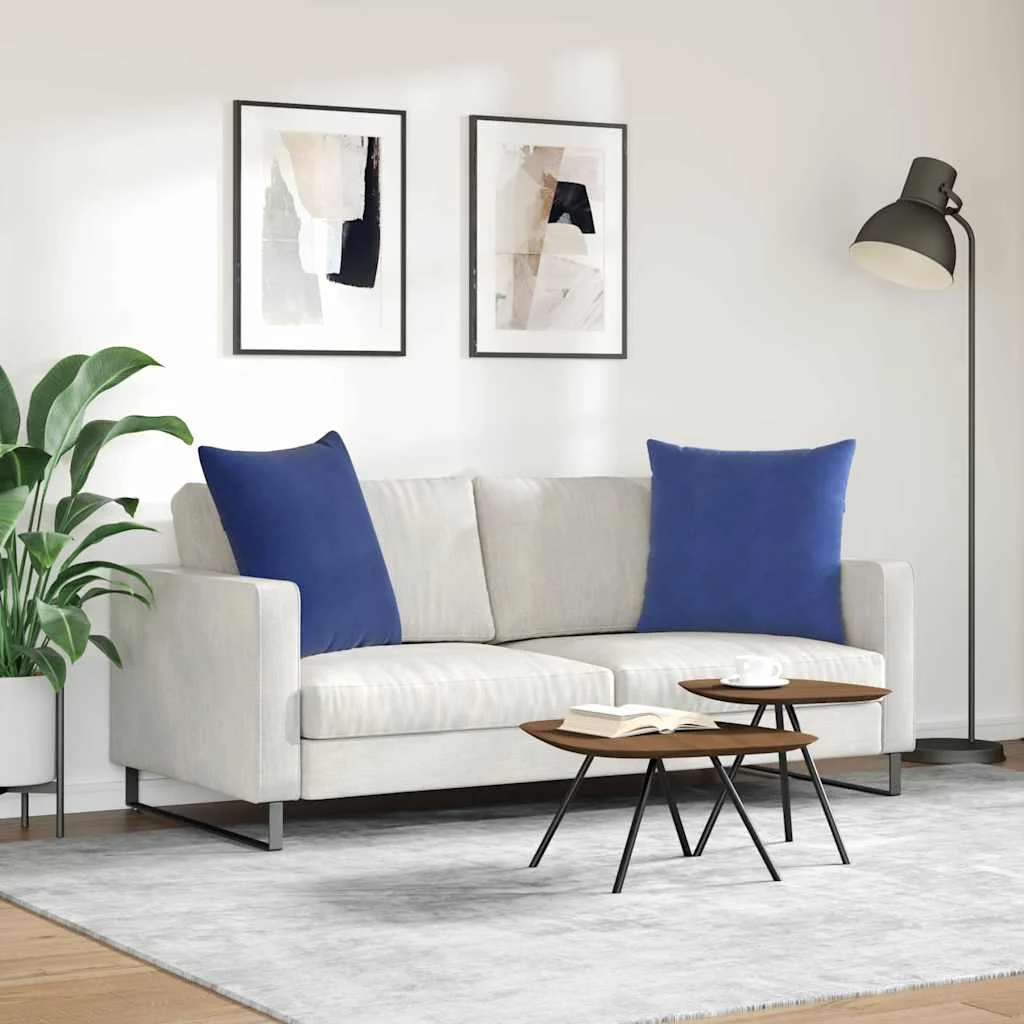 Kanapé párnák 2 pcs Rendőrségi kék 80 x 80 cm Bársonyos szövet