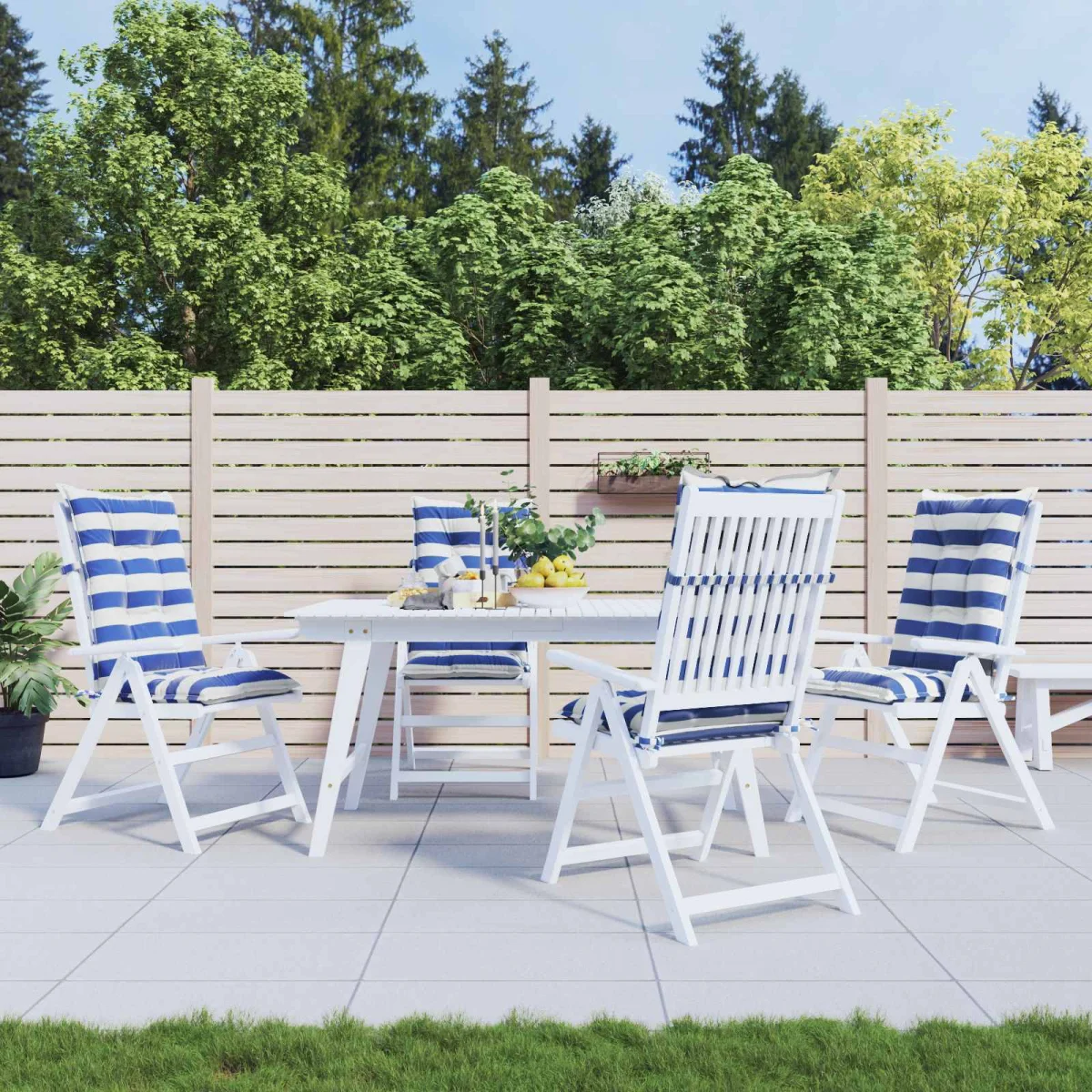 Kültéri párna 4 pcs Kék és Fehér 120 x 50 x 7 cm Szövet