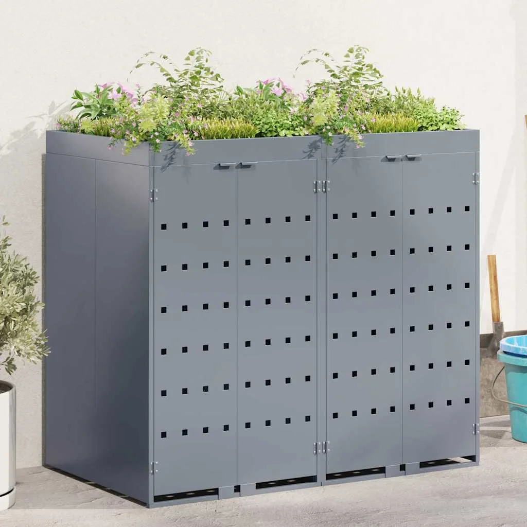 Gurulós kuka tároló 2 kukához Világosszürke