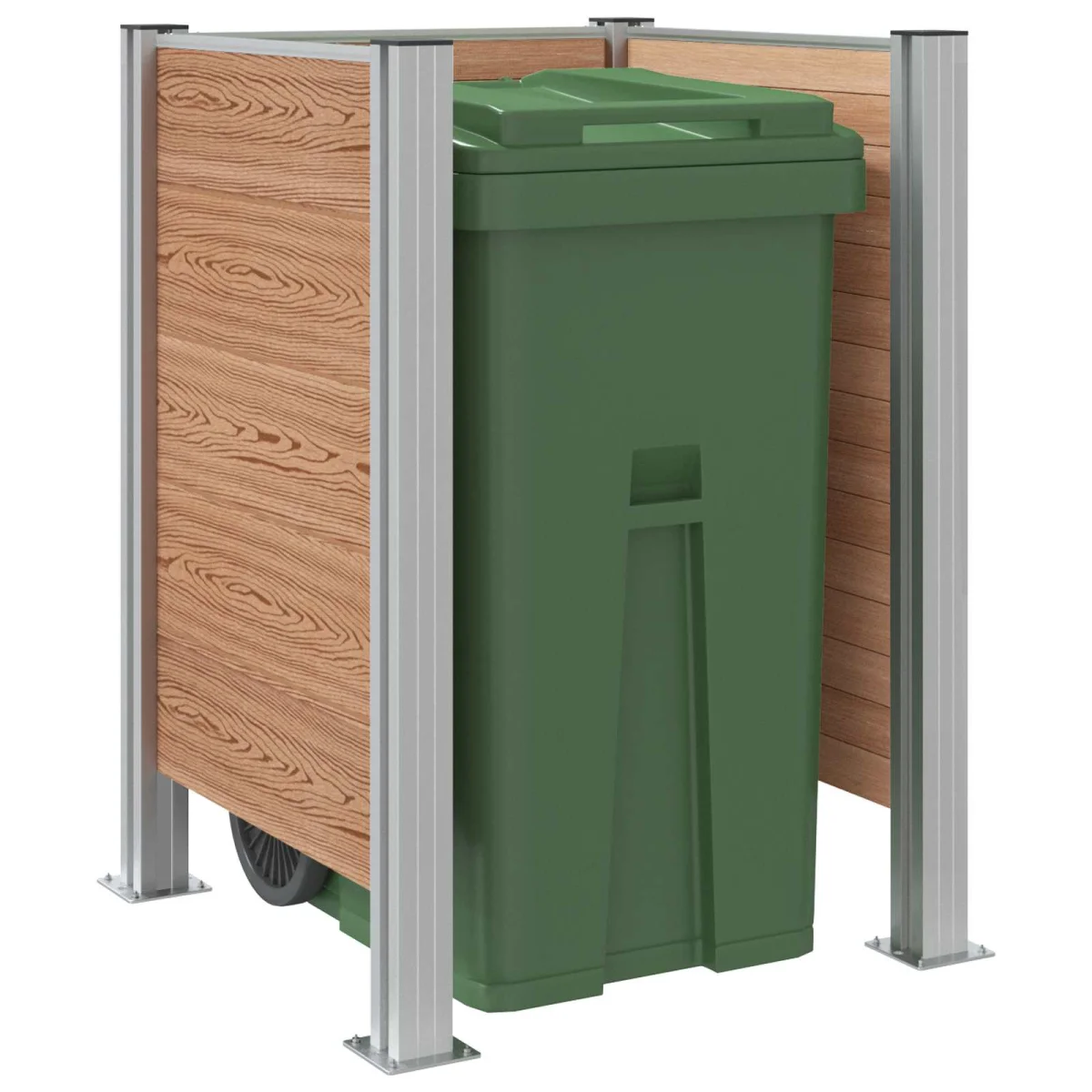 Hulladék Gyűjtő Kerítés Barna 85 x 85 x 115 cm Alumínium és WPC