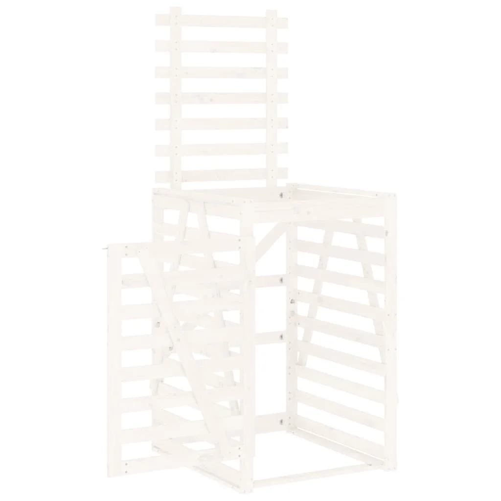 Fehér tömör fenyőfa szemeteskuka tároló 84x90x128,5 cm