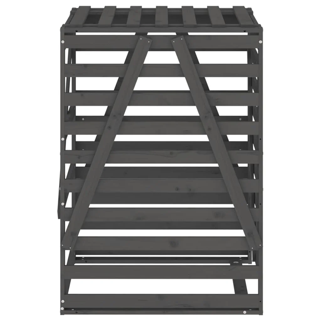 Szürke tömör fenyőfa szemeteskuka tároló 84x90x128,5 cm