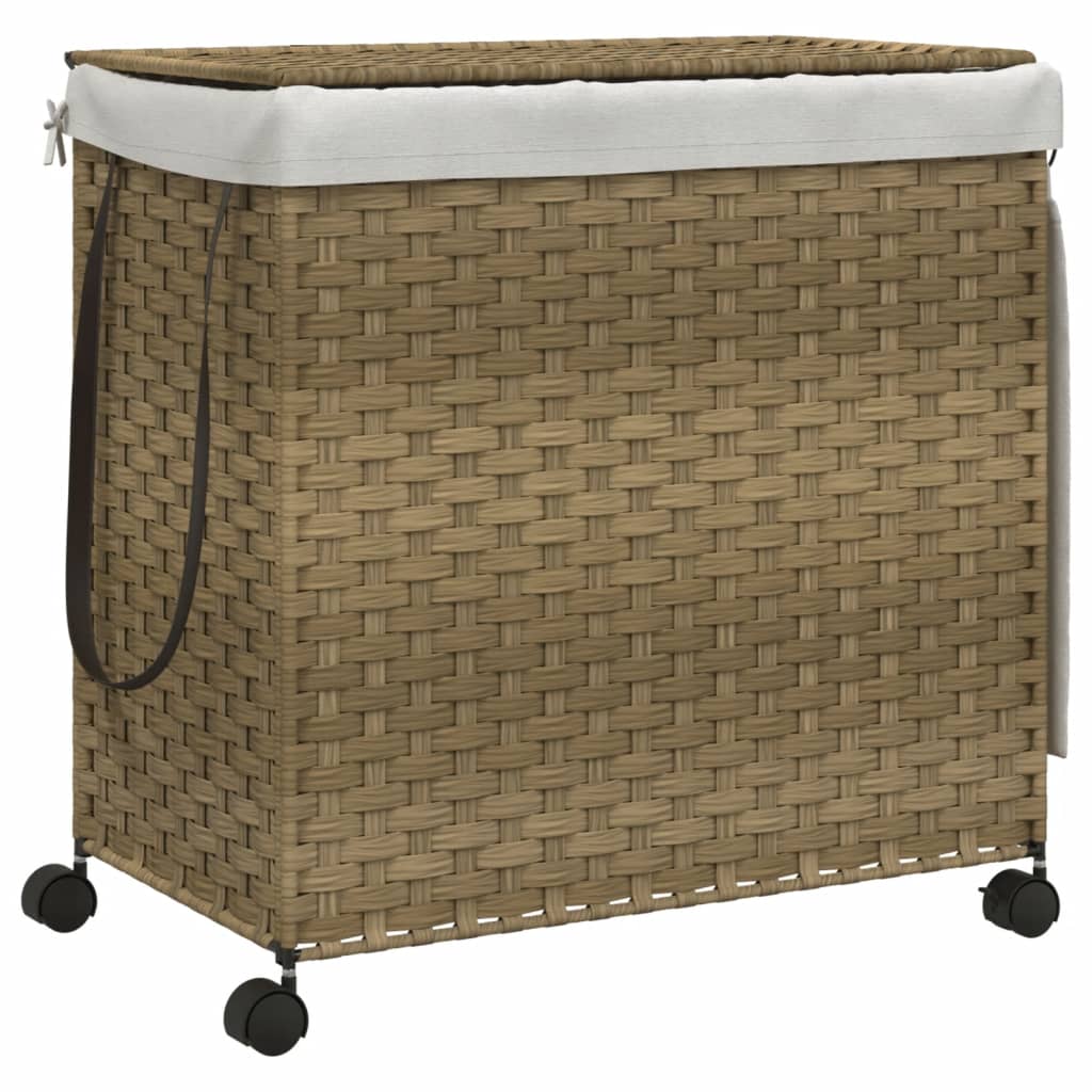 Polyrattan szennyeskosár kerekekkel 60x35x60,5 cm