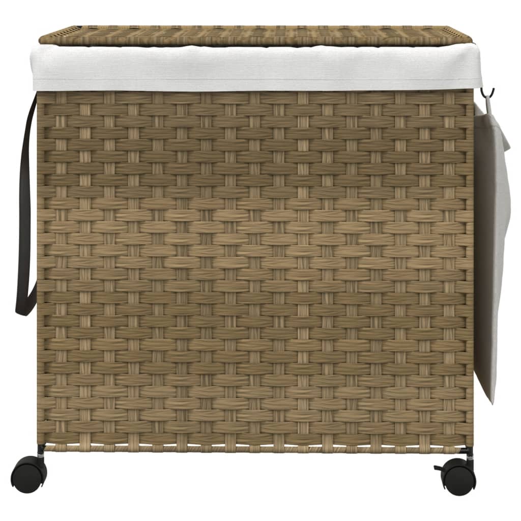 Polyrattan szennyeskosár kerekekkel 60x35x60,5 cm