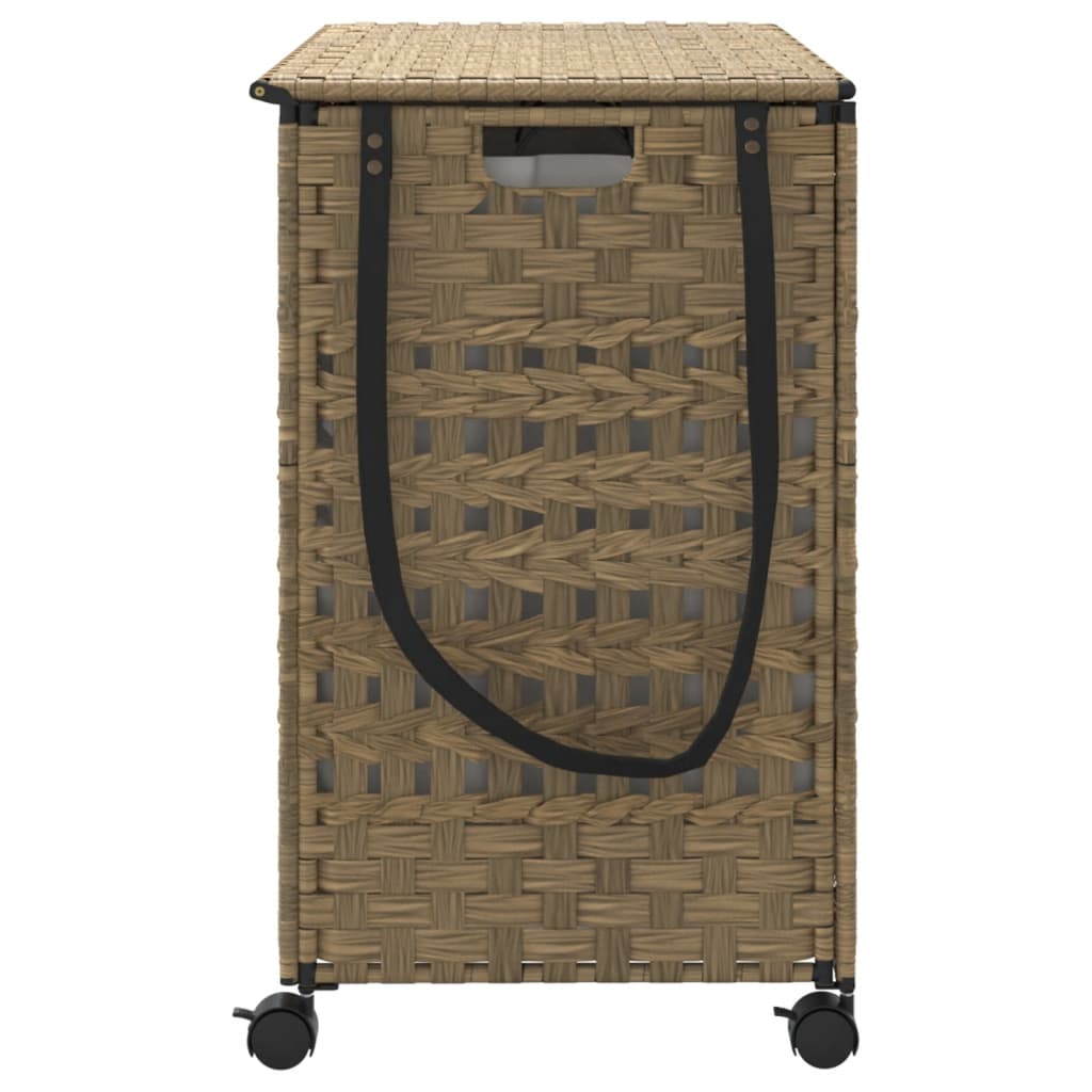 Rattan szennyeskosár kerekekkel 66x35x60 cm