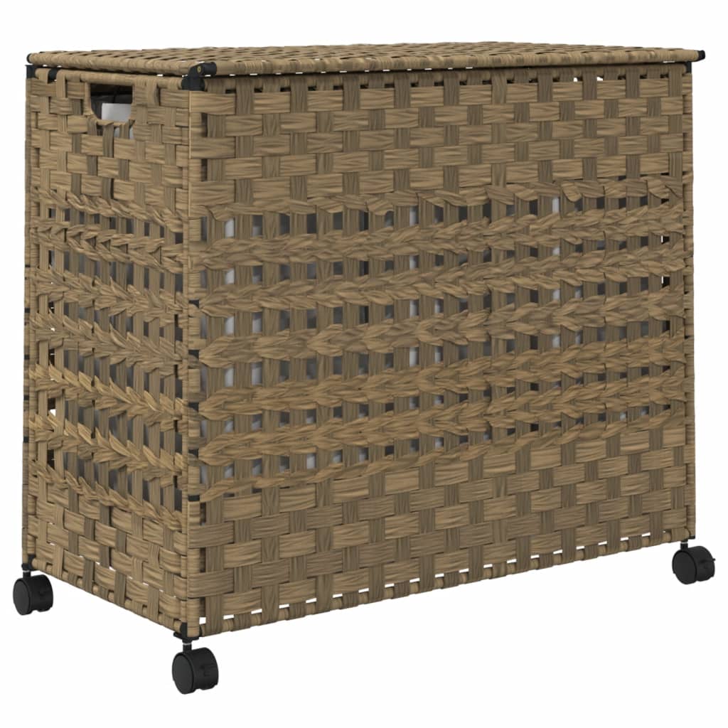 Rattan szennyeskosár kerekekkel 66x35x60 cm