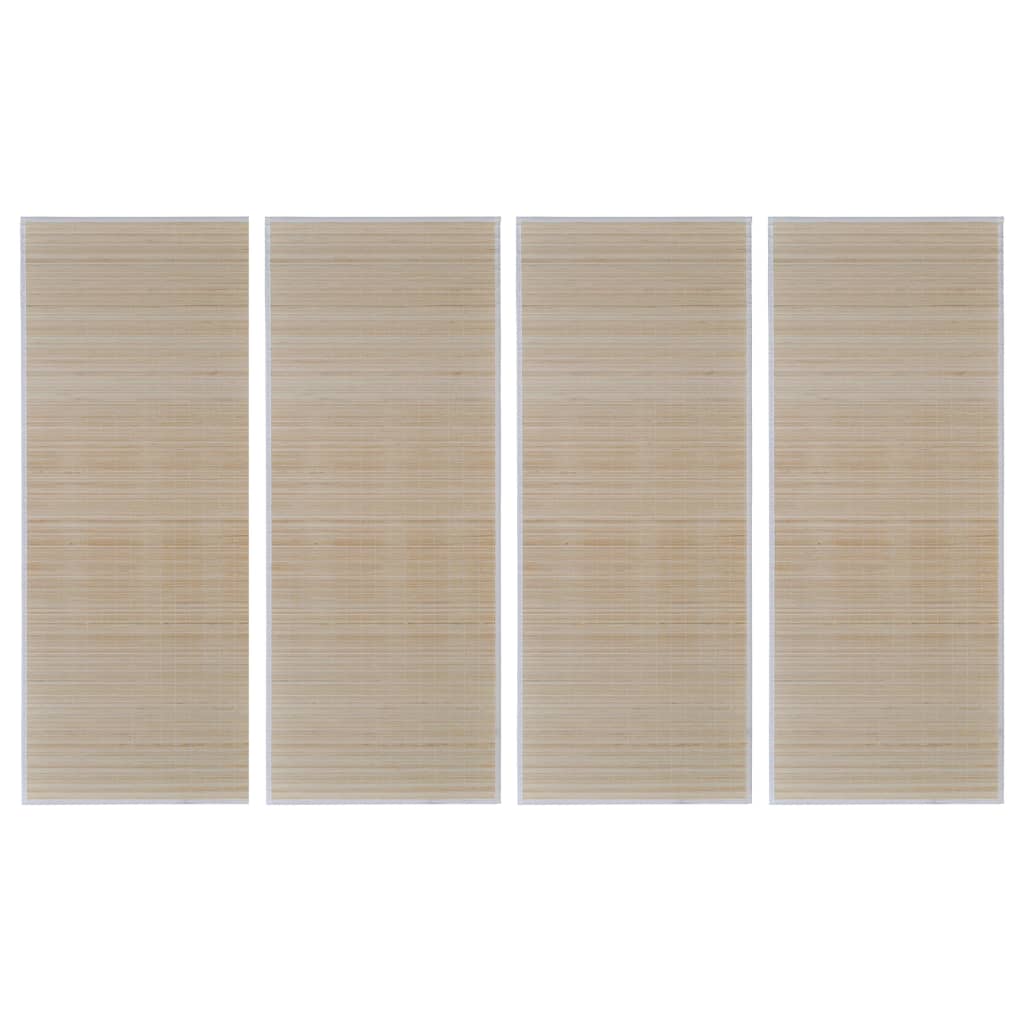 4 db téglalap alakú természetes bambuszszőnyeg 120 x 180 cm