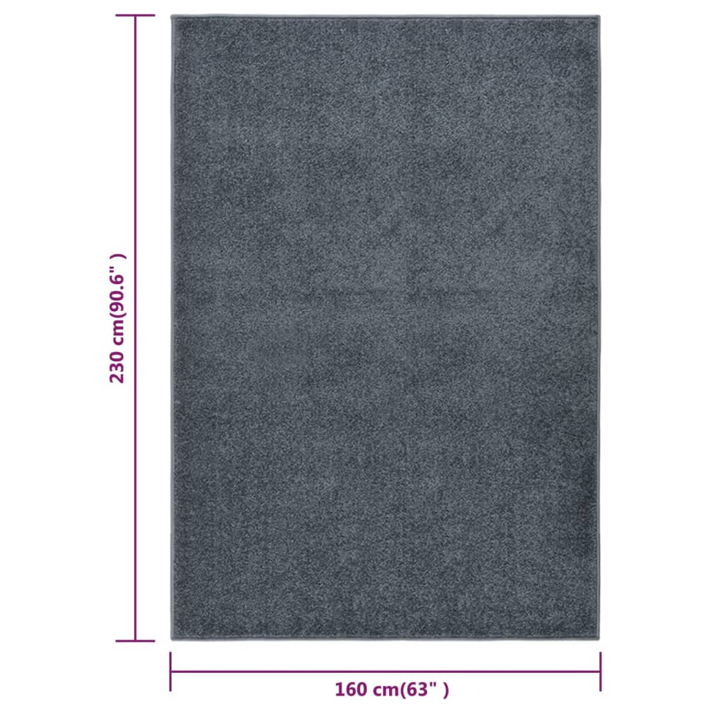 Antracitszürke rövid szálú szőnyeg 160 x 230 cm