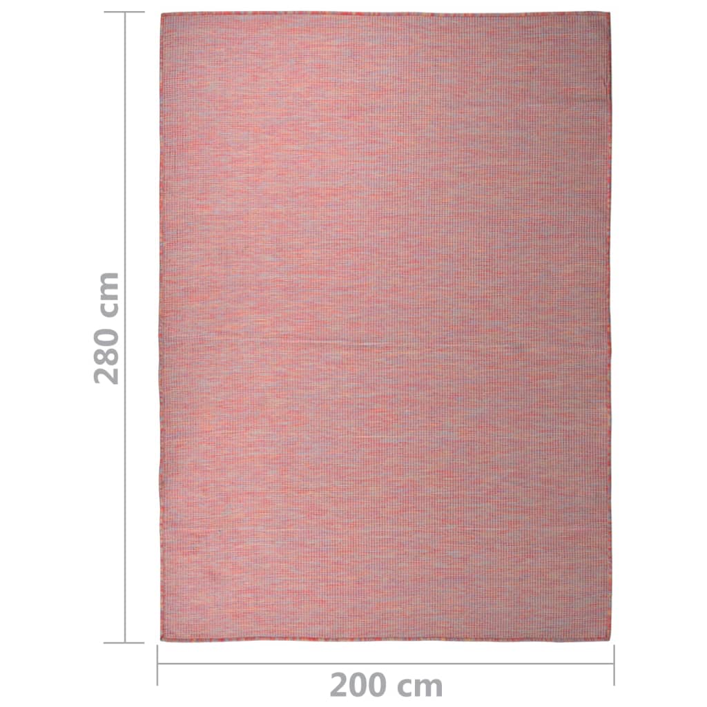 Piros lapos szövésű kültéri szőnyeg 200 x 280 cm