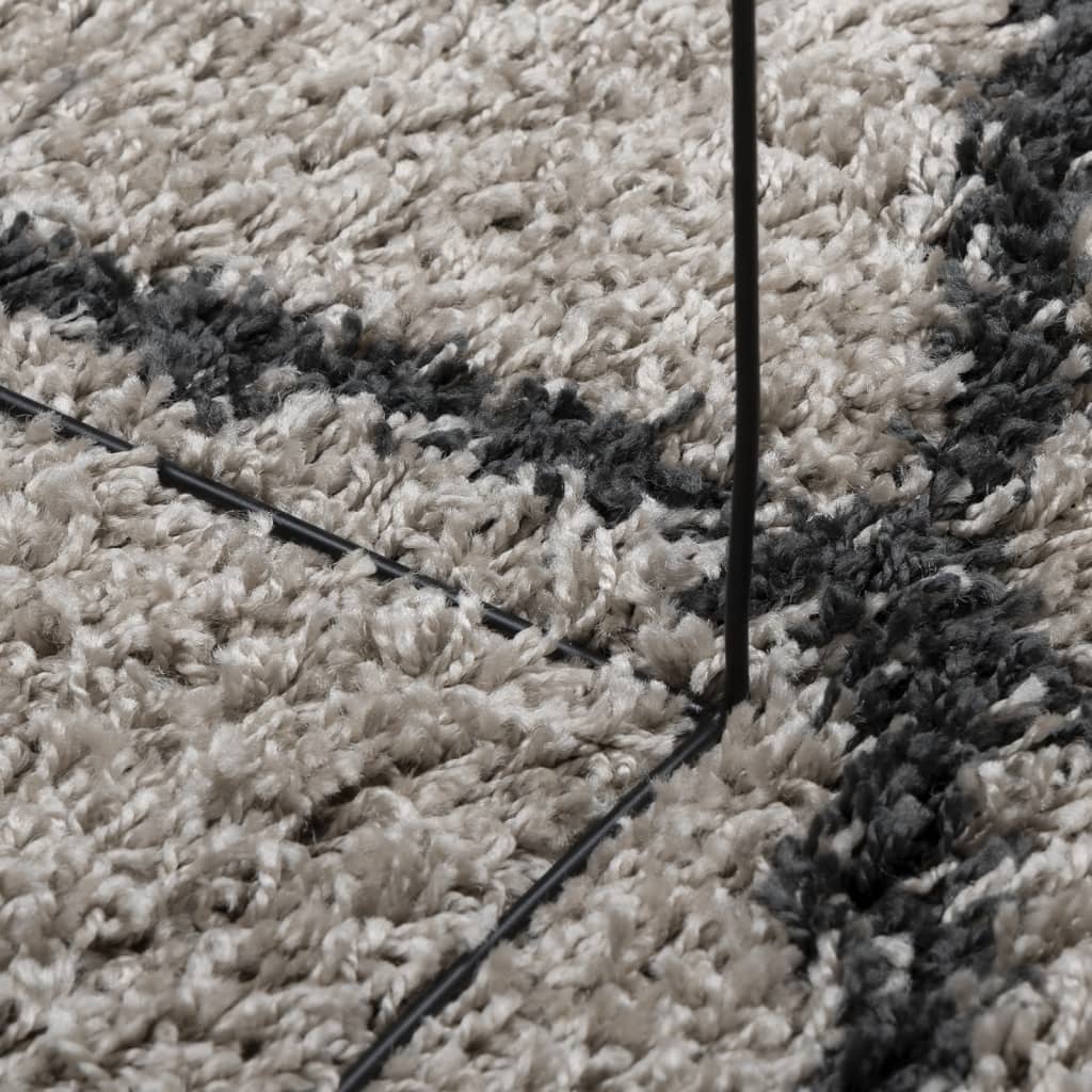 Bézs és antracit hosszú szálú bozontos modern szőnyeg 200x200cm