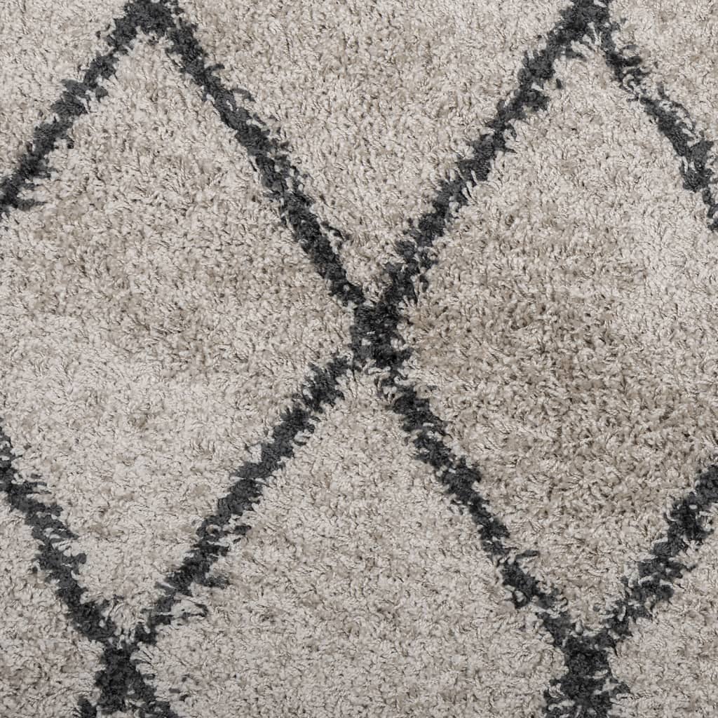 Bézs és antracit hosszú szálú bozontos modern szőnyeg 200x200cm