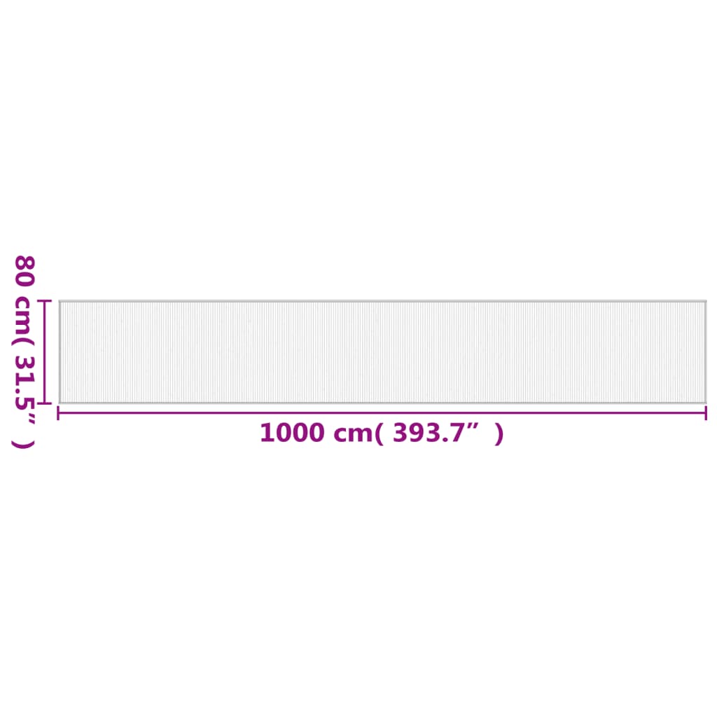 Négyszögletű világos természetes bambusz szőnyeg 80 x 1000 cm