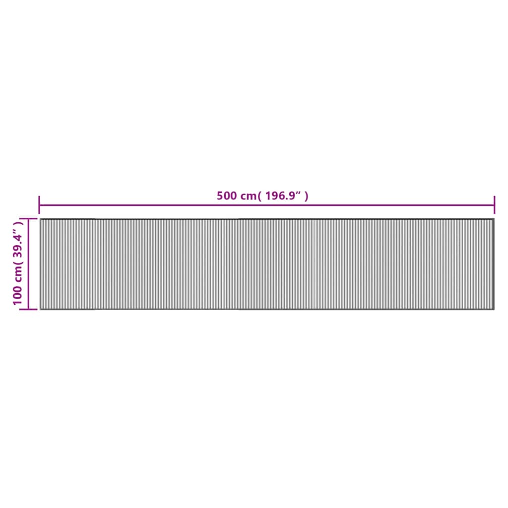 Négyszögletű világos természetes bambusz szőnyeg 100 x 500 cm