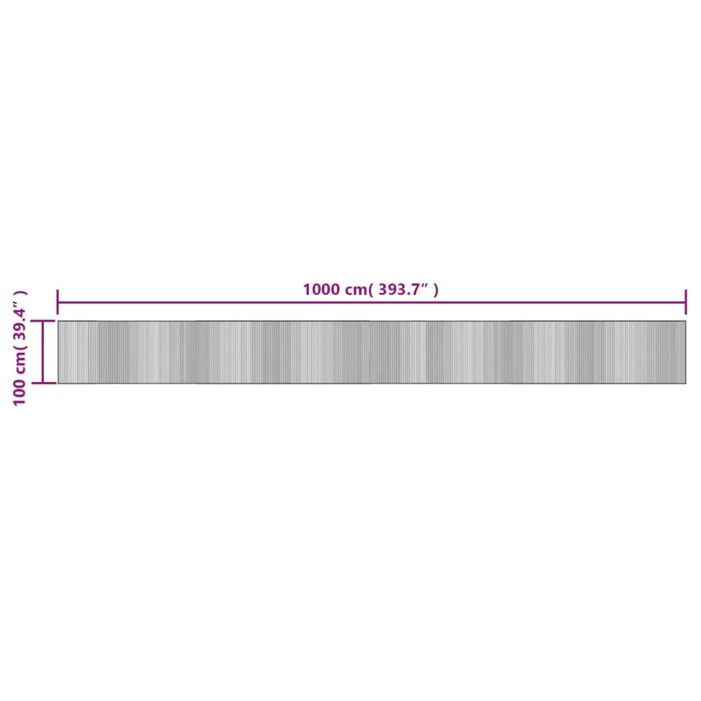 Négyszögletű szürke bambusz szőnyeg 100 x 1000 cm