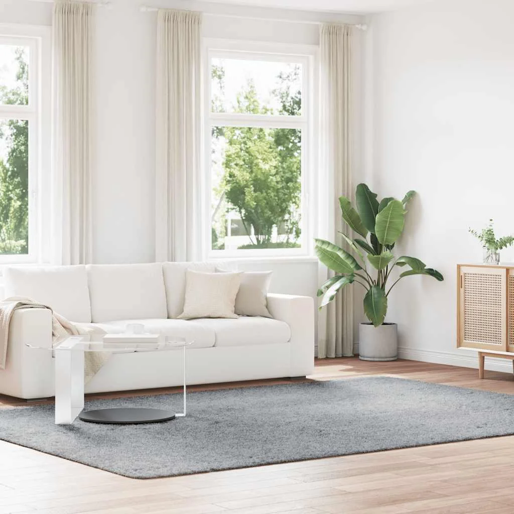 Világosszürke hosszú szálú NAVARRA bozontos szőnyeg 240x340 cm