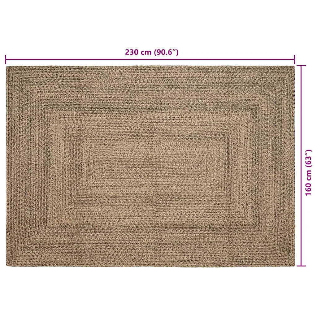 Szőnyeg Természetes és fekete 160 x 230 cm Juta