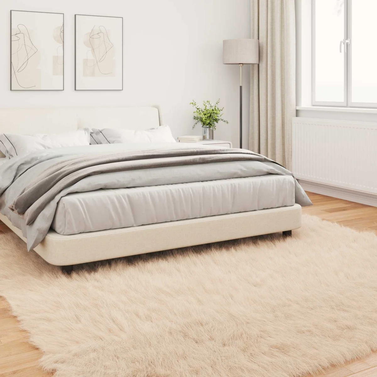 Műgyapjú Szőnyeg Tafalla Bézs 200 x 200 cm Poliészter