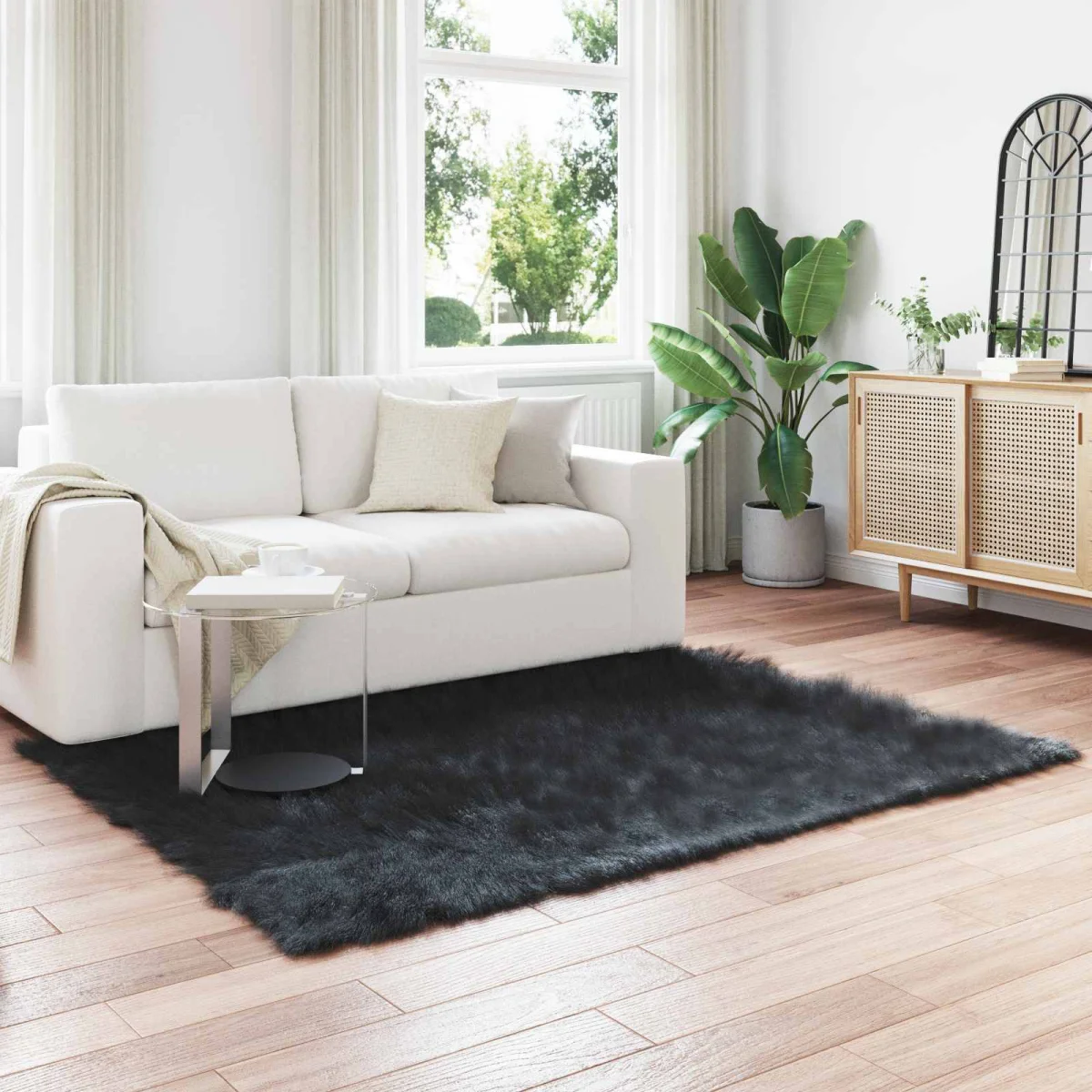 Műgyapjú Szőnyeg Tafalla Fekete 160 x 230 cm Poliészter