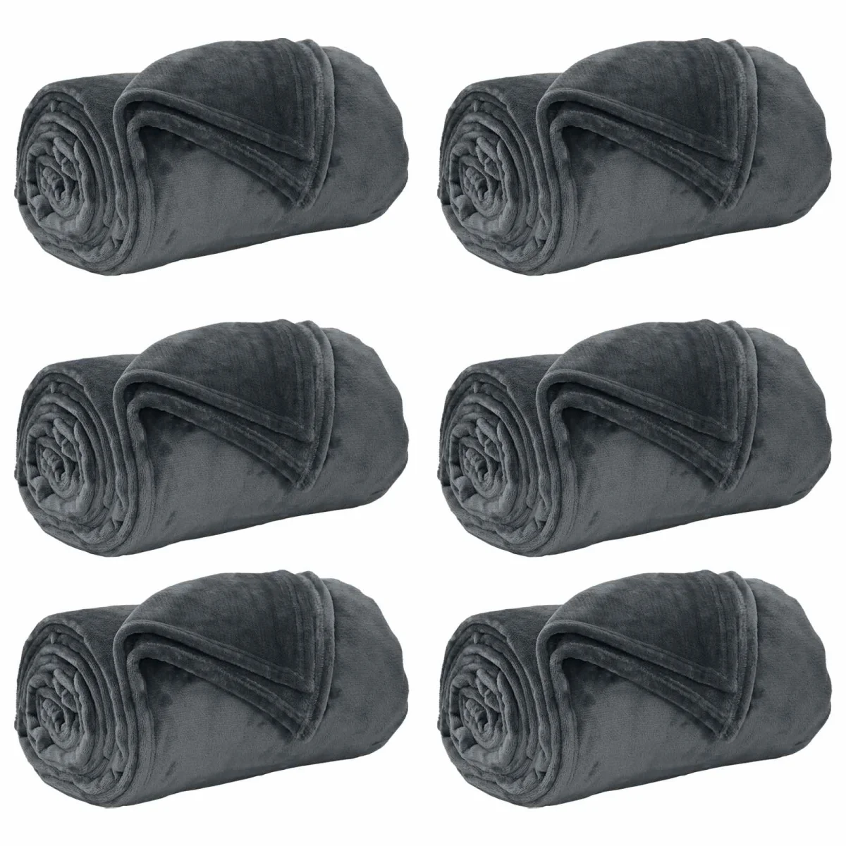 Takarók 6 pcs Sötétszürke 240 x 270 cm Gyapjú