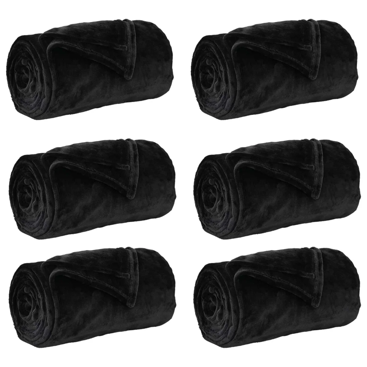 Takarók 6 pcs Fekete 240 x 270 cm Gyapjú