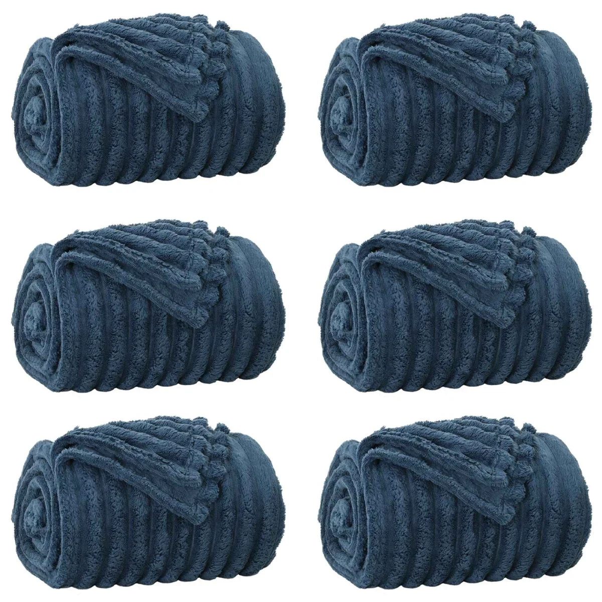 Takarók 6 pcs Sötétkék 270 x 240 cm Gyapjú