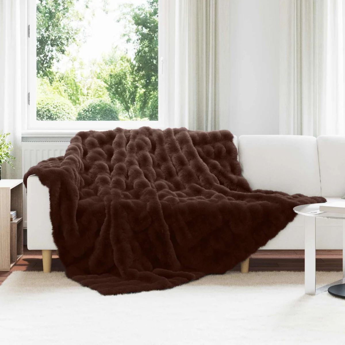Csúszásgátlós műnyúl takaró Olite 4 pcs Teve 220 x 240 cm