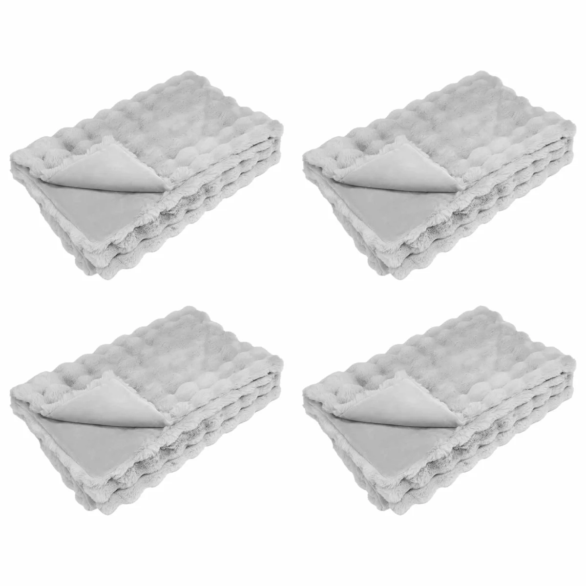 Csúszásgátlós műnyúl takaró Olite 4 pcs Szürke 240 x 270 cm